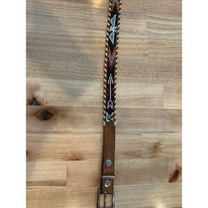 Vintage Beaded Embossed Child's Leather Belt 22"